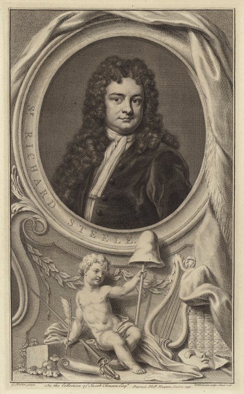 Sir Richard Steele, escritor irlandés, dramaturgo y político y cofundador de la revista The Tatler de Jacobus Houbraken