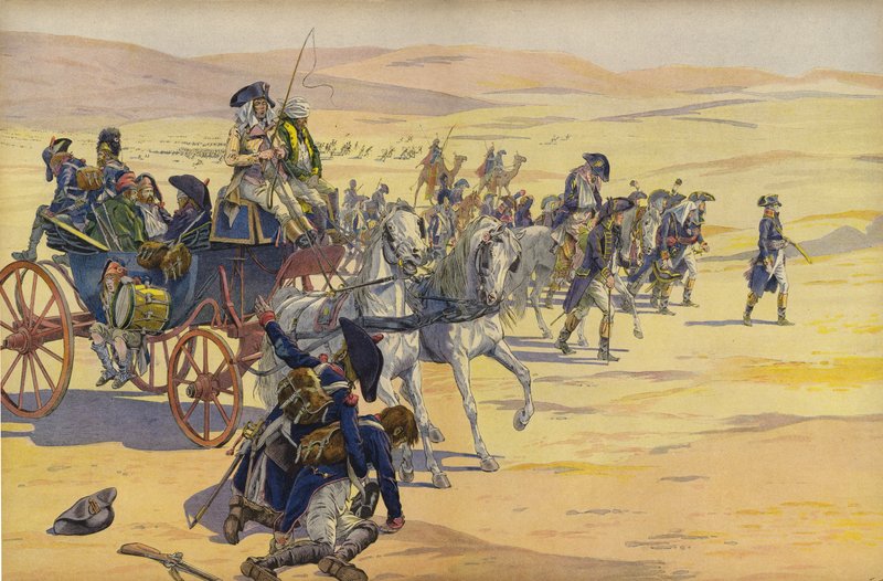 Napoleón Bonaparte y sus tropas en el desierto de Jacques Marie Gaston Onfray de Breville (Job)