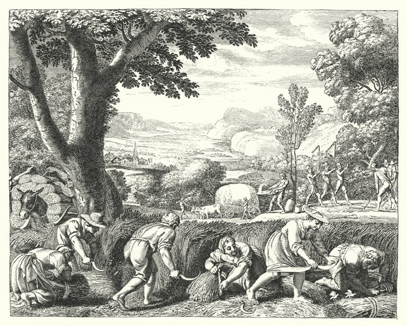 Escena de cosecha de Jacques Stella