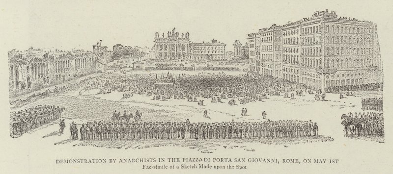 Manifestación de Anarquistas en la Piazza di Porta San Giovanni, Roma, el 1 de mayo de 1891 de James A. Shearman