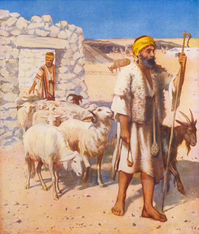 Tierra Santa: Pastor y redil (litografía en color) de James (after) Clark