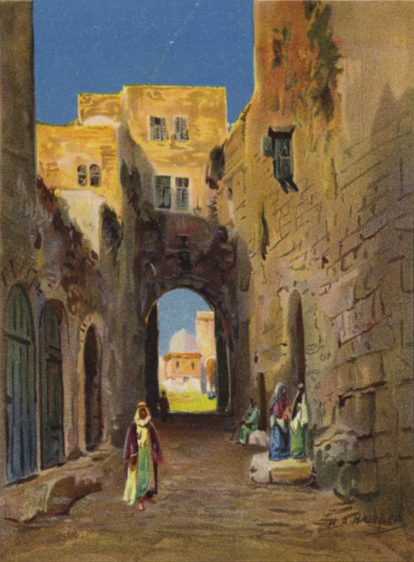 Calle que conduce al área del templo (litografía a color) de James (after) Clark