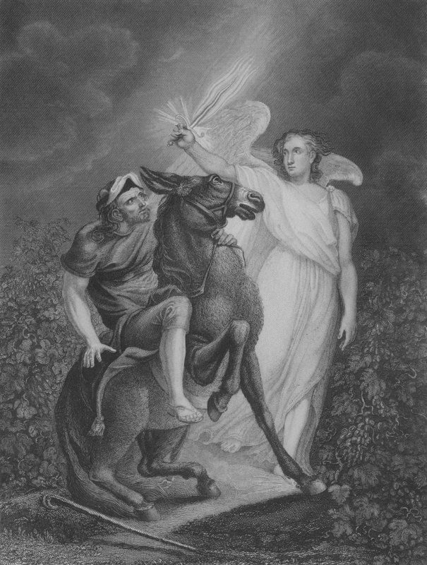 El ángel apareciendo a Balaam, Números 22, Versículo 21-36 de James (after) Northcote