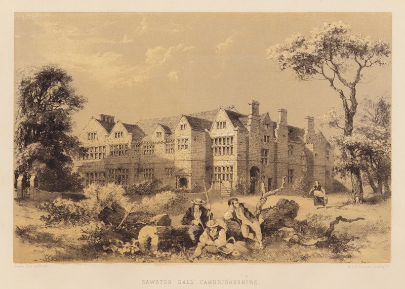 Sawston Hall, Cambridgeshire (aguatinta) de James Dafforne