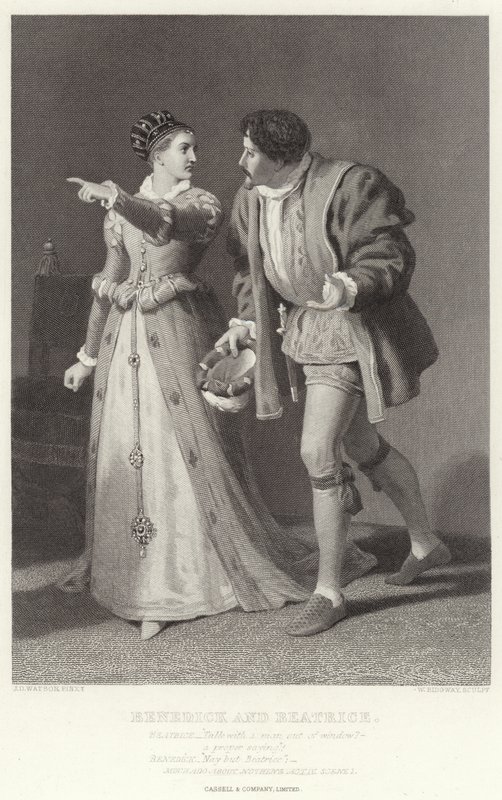 Benedick y Beatrice, Mucho ruido y pocas nueces, Acto IV, Escena I de James Dawson Watson
