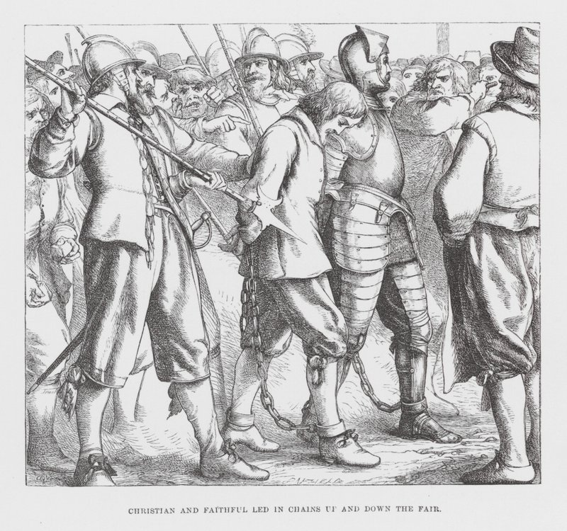Cristianos y fieles conducidos encadenados por la Feria (grabado) de James Dawson Watson