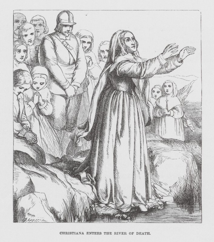 Christiana entra en el Río de la Muerte (grabado) de James Dawson Watson