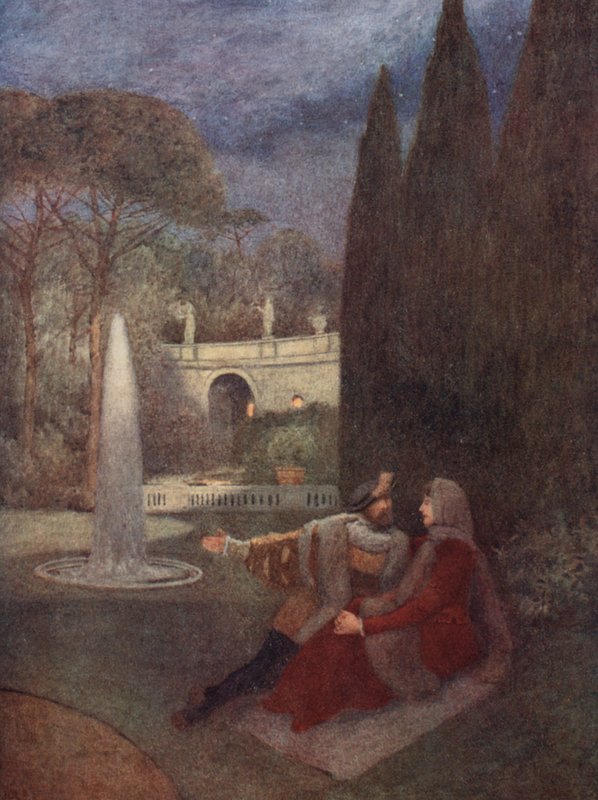 El mercader de Venecia de Shakespeare: Lorenzo y Jessica (litografía en color) de James Dromgole Linton