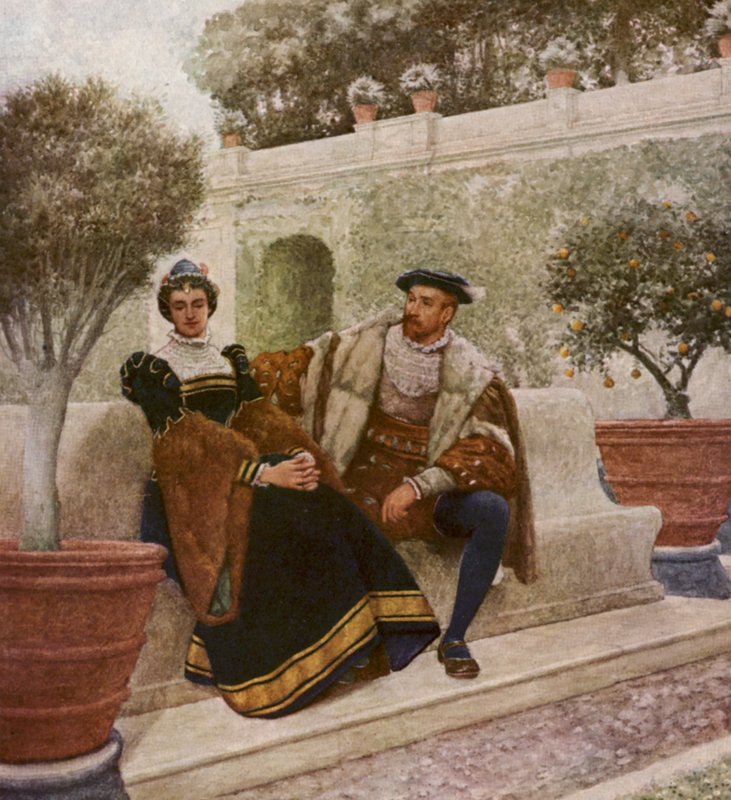 El mercader de Venecia de Shakespeare: Lorenzo y Jessica (litografía en color) de James Dromgole Linton