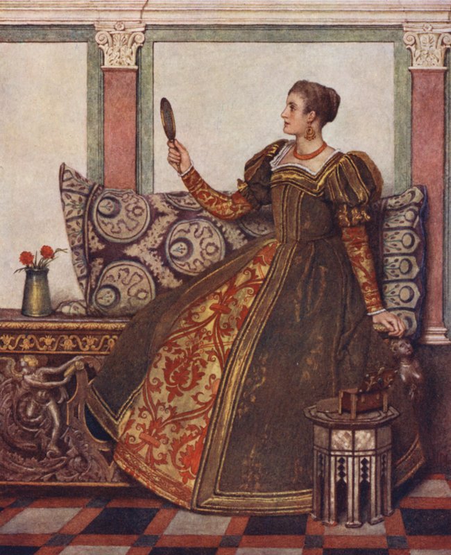 El mercader de Venecia de Shakespeare: Nerissa (litografía en color) de James Dromgole Linton