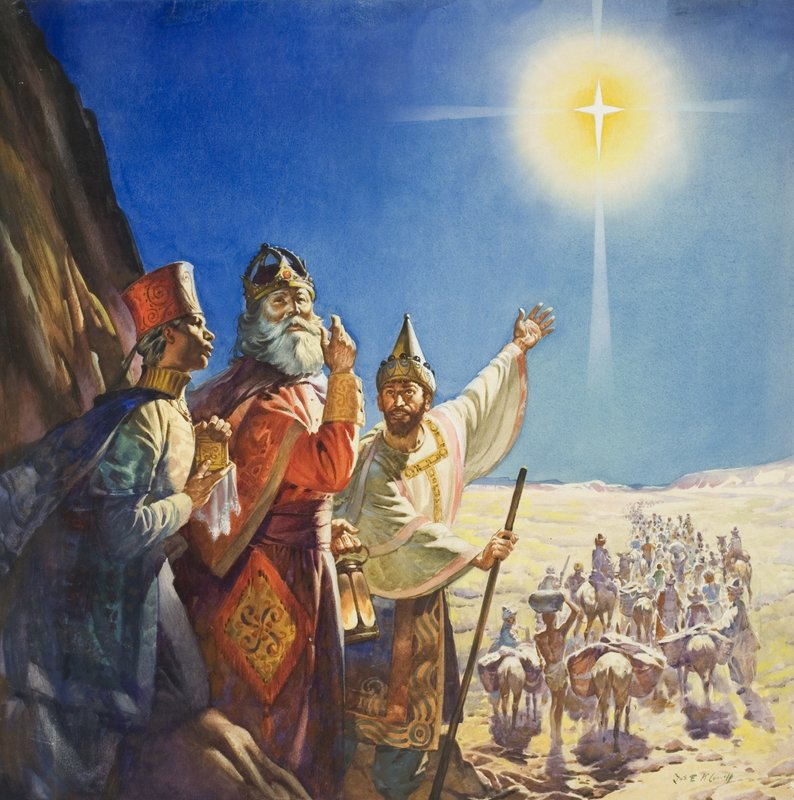 Los Reyes Magos (gouache sobre papel) de James Edwin McConnell