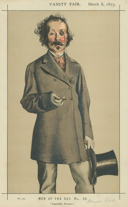 Sr. Talbot Mayne Reid, romance imposible, 8 de marzo de 1873, caricatura de Vanity Fair de James Jacques Joseph Tissot