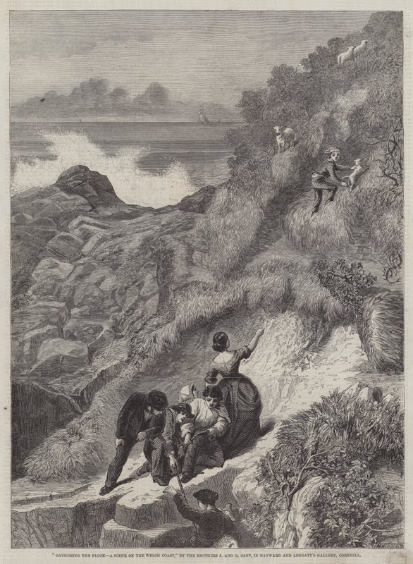 Reuniendo los Rebaños, una Escena en la Costa de Gales de James Sant