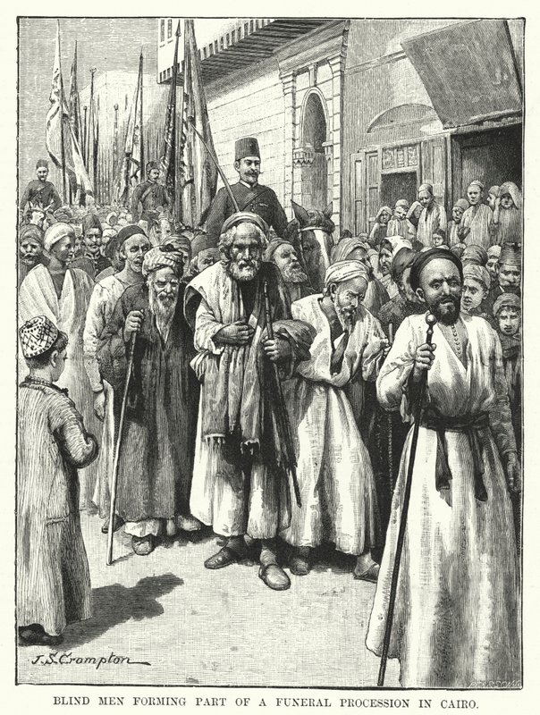 Hombres ciegos formando parte de una procesión fúnebre en El Cairo de James Shaw Crompton