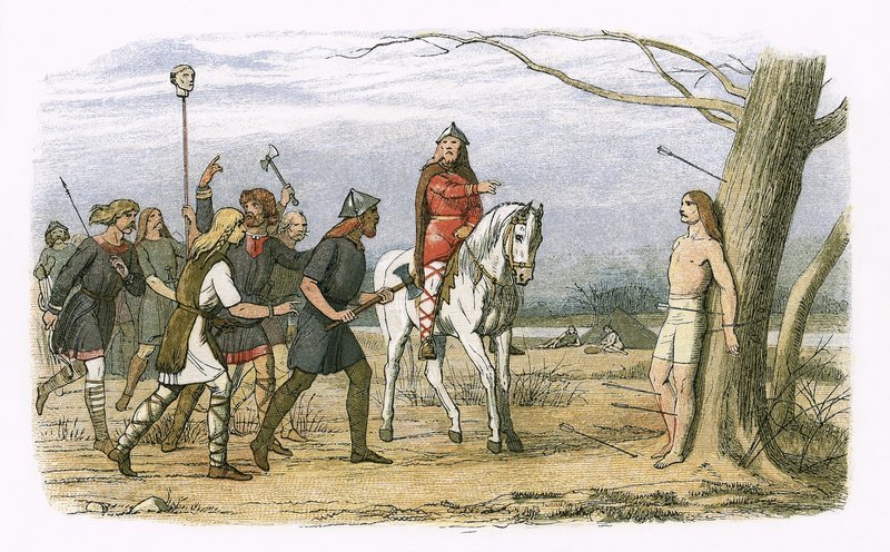 Edmund rey de Anglia Oriental asesinado por los daneses de James William Edmund Doyle