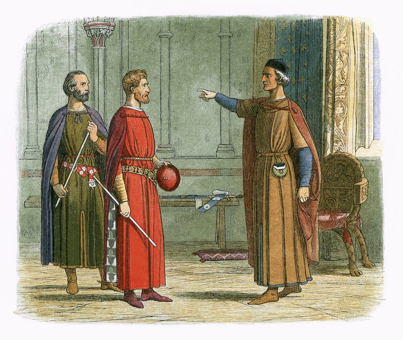 El rey Eduardo I amenaza al mariscal de James William Edmund Doyle