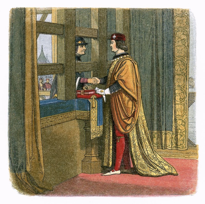 Reunión del rey Eduardo IV y Luis XI de Francia en Pecquigny de James William Edmund Doyle
