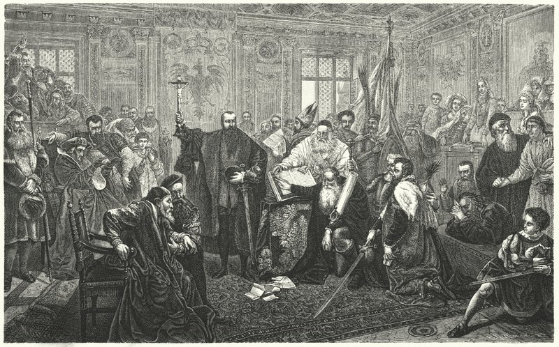 Creación de la Mancomunidad Polaco-Lituana por la Unión de Lublin de Jan Alojzy Matejko
