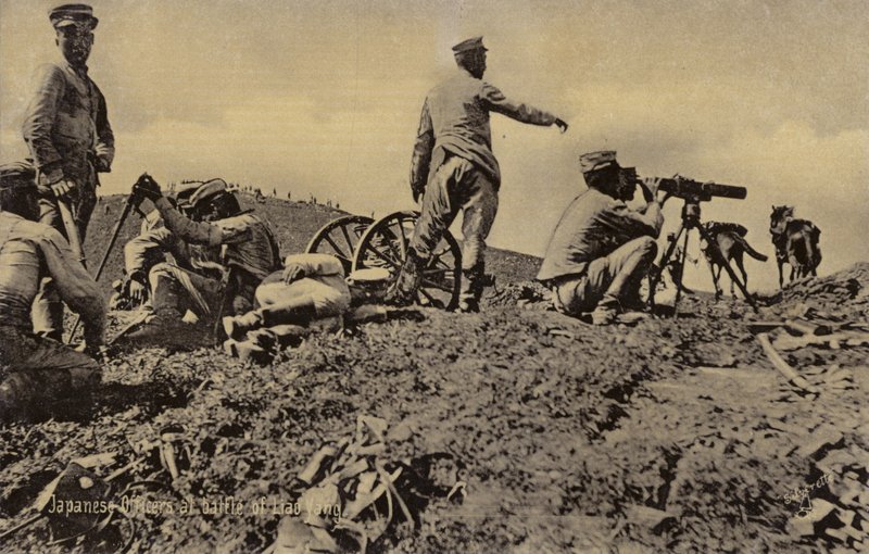 Oficiales japoneses en la Batalla de Liaoyang de Japanese Photographer