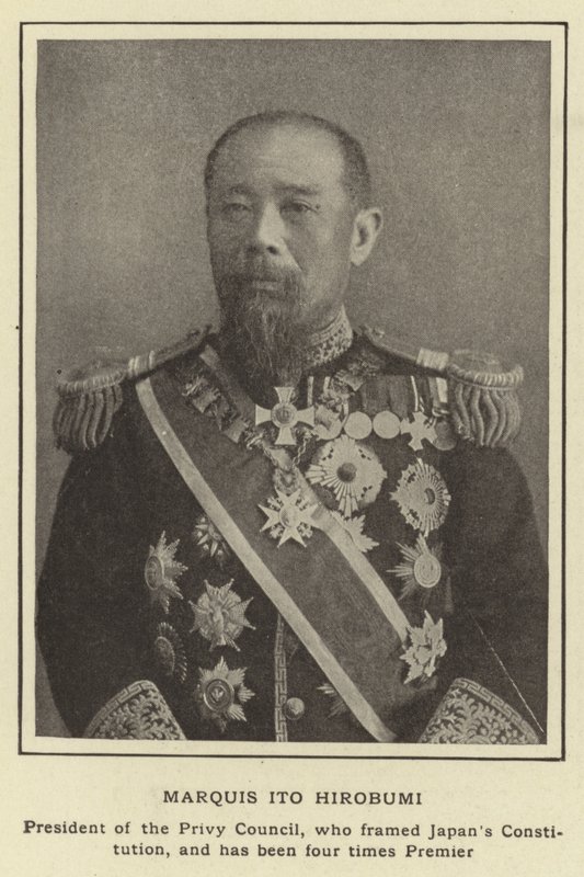 Marqués Ito Hirobumi, Presidente del Consejo Privado, quien redactó la Constitución de Japón y ha sido Primer Ministro cuatro veces de Japanese Photographer