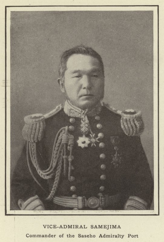 Vicealmirante Samejima, Comandante del Puerto de la Armada de Saseho de Japanese Photographer