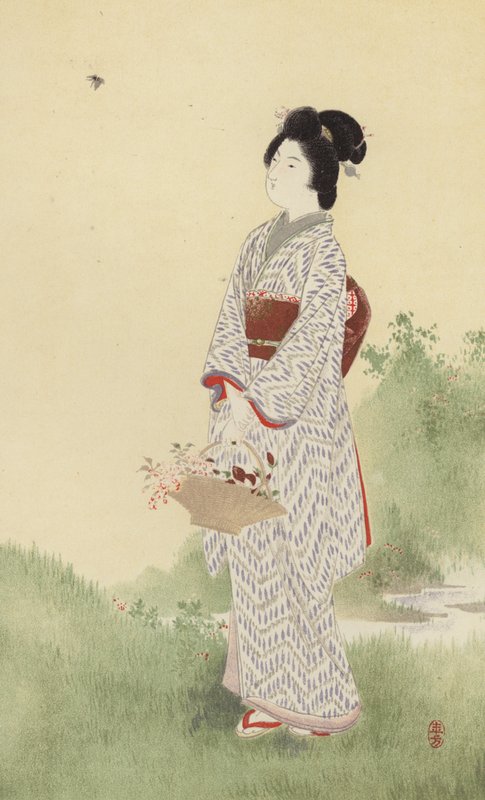 Una chica japonesa (cromolito) de Japanese School
