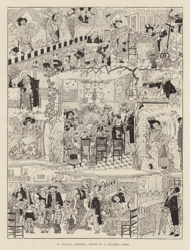 Una Navidad inglesa dibujada por un artista japonés de Japanese School