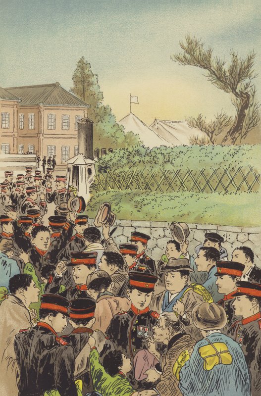 Llamamiento a filas de los reservistas de la Guardia Imperial (cromolito) de Japanese School