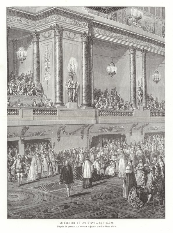 El juramento de coronación del rey Luis XVI de Francia, 1775 de Jean Michel the Younger Moreau