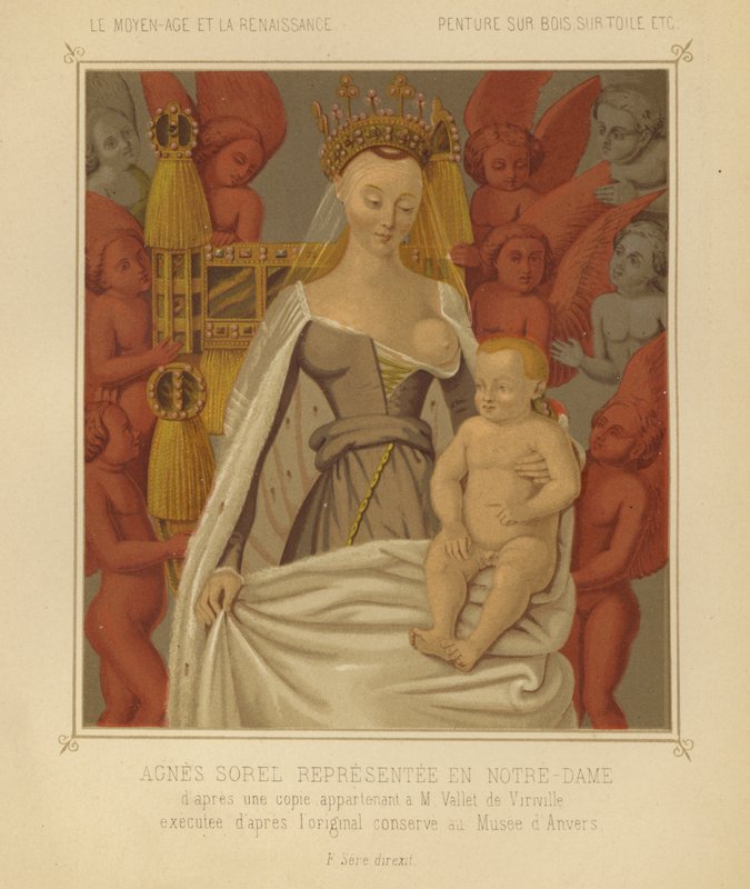 Agnes Sorel como Madonna Lactans (chromolitho) de Jean (after) Fouquet