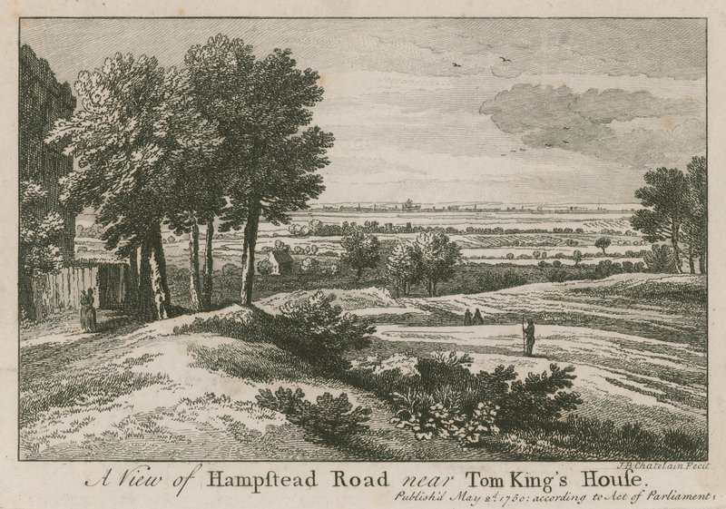 Una vista de Hampstead Road cerca de la Casa de Tom King de Jean Baptiste Claude Chatelain