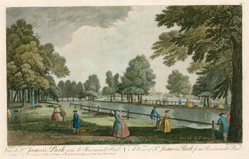 Una vista del parque St James, Londres, desde el estanque de Rosemary de Jean Baptiste Claude Chatelain