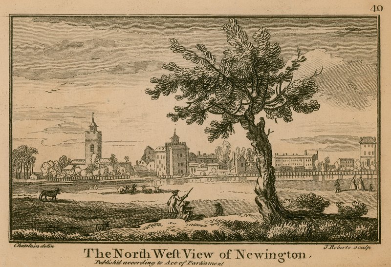 La vista noroeste de Newington de Jean Baptiste Claude Chatelain