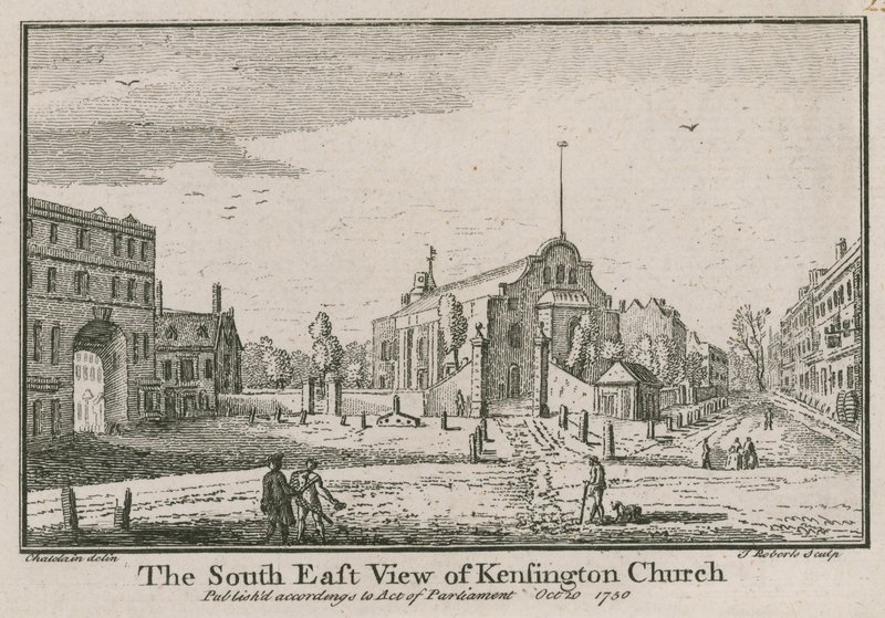 La vista sureste de la Iglesia de Kensington de Jean Baptiste Claude Chatelain