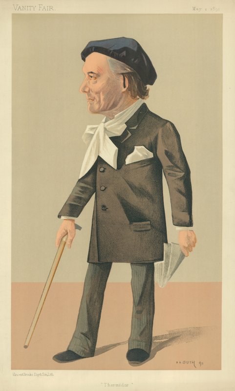 M Victorien Sardou, Thermidor, 2 de mayo de 1890, caricatura de Vanity Fair de Jean Baptiste Guth