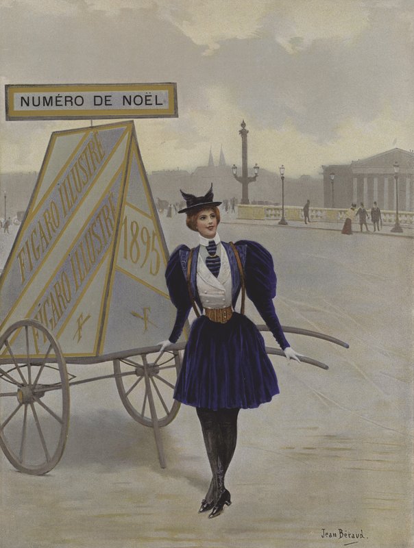 La publicidad del futuro. Ilustración de portada de Le Figaro Illustré, diciembre 1895 de Jean Beraud