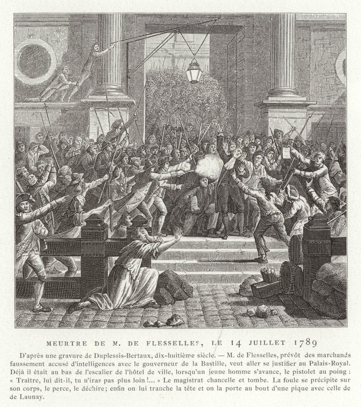 El asesinato de Jacques de Flesselles, Revolución Francesa, 14 de julio de 1789 de Jean Duplessis Bertaux