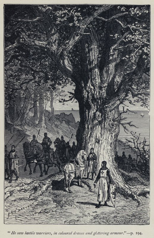 Vio guerreros hostiles, con vestidos de colores y armaduras brillantes de Jean Edouard Dargent