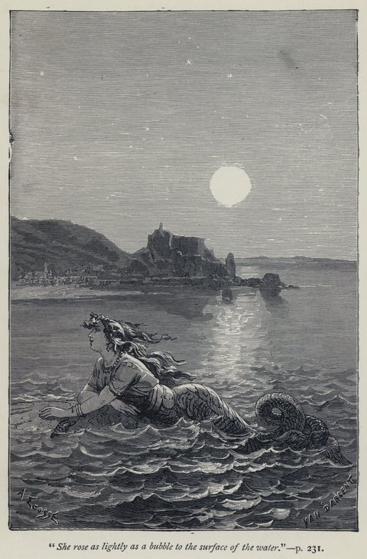 "Ella se elevó tan ligeramente como una burbuja a la superficie del agua" (grabado) de Jean Edouard Dargent