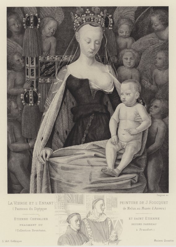 La Virgen y el Niño rodeados de ángeles, c. 1450 de Jean Fouquet
