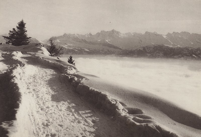 Rigi Kaltbad, día soleado de invierno (foto b/n) de Jean Gaberell