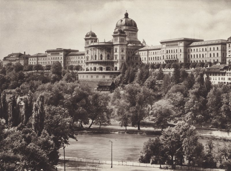 Suiza: Berna, el Palacio Federal Suizo (foto en blanco y negro) de Jean Gaberell