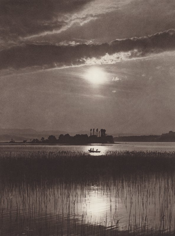 Suiza: El lago de Zúrich, al atardecer (foto en blanco y negro) de Jean Gaberell