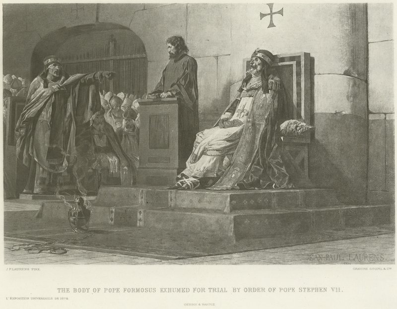 El cuerpo del Papa Formoso exhumado para juicio por orden del Papa Esteban VII de Jean Paul Laurens