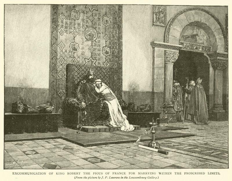 Excomunión del Rey Roberto el Piadoso de Francia por casarse dentro de los límites prohibidos de Jean Paul Laurens