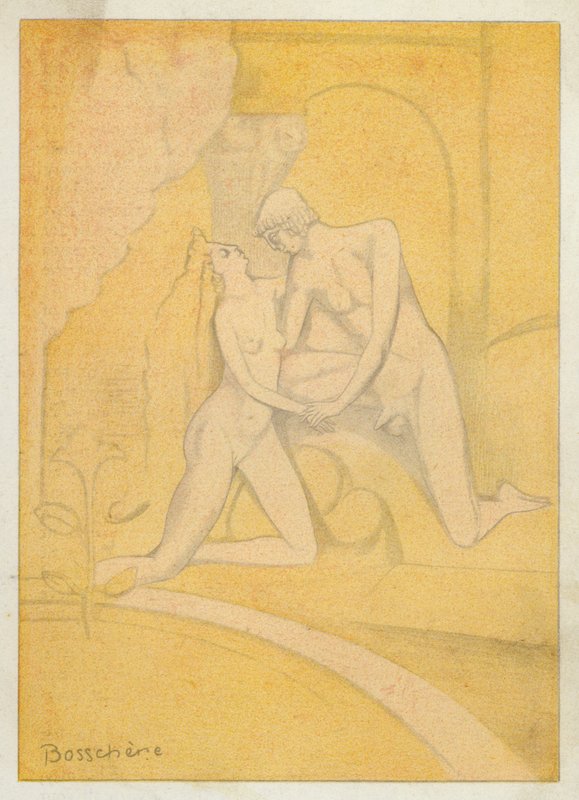 Los libros de amor de Ovidio: Recurrir a lo lúdico y a todo lo que pueda excitar el amor (litografía en color) de Jean de Bosschere