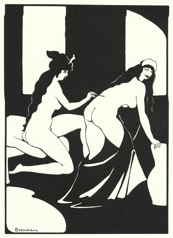 Los libros de amor de Ovidio: Que su cuerpo se convierta en una letra viva (litografía en color) de Jean de Bosschere