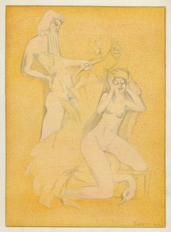 Los libros de amor de Ovidio: La bella Leda, a quien sedujo el divino adúltero (litografía en color) de Jean de Bosschere