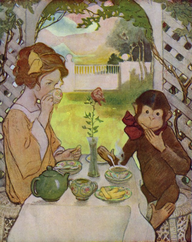 La bella y la bestia (litografía en color) de Jessie Willcox Smith