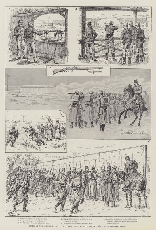 Ejércitos del Continente, Infantería Austriaca Practicando con el Nuevo Rifle Repetidor Mannlicher de Johann Nepomuk Schonberg
